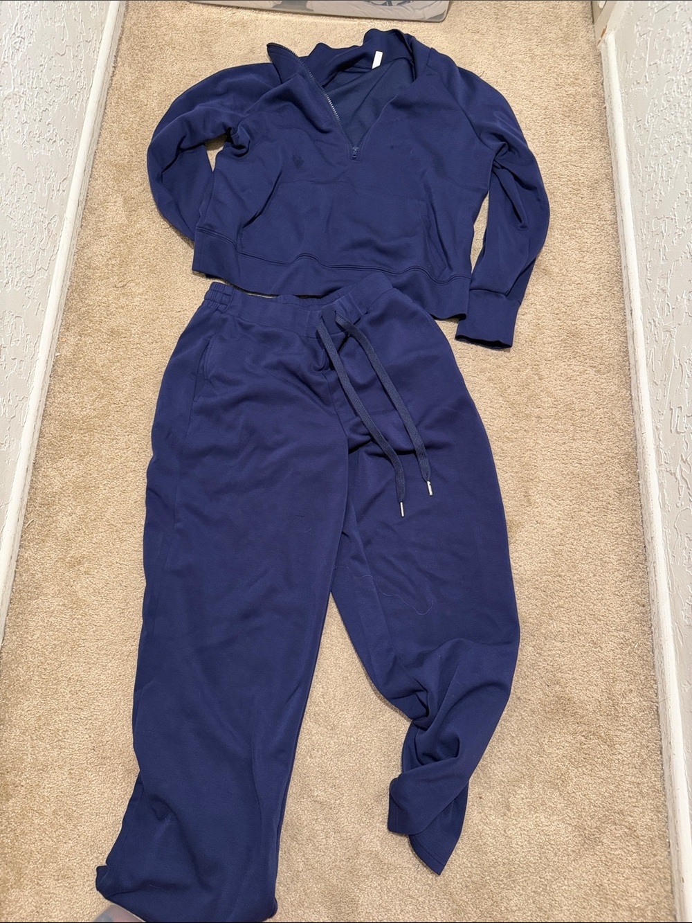Women's Navy Blue Sweatpants & Hoodie Set